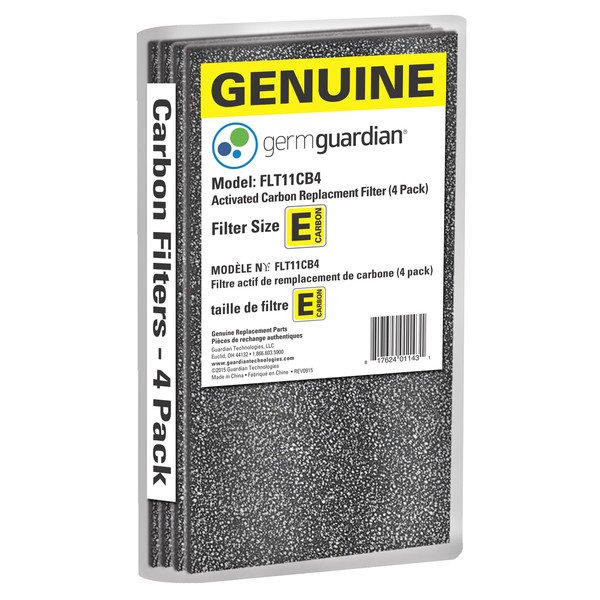 Guardian Technologies GermGuardian Air Purifier Genuine Carbon Filter 4-Pack use with FLT4100 Filter E for AC4100 Series Germ Guardian Air Purifiers, FLT11CB4 Grey Carbon Filter Carbon Filter 4 Pack