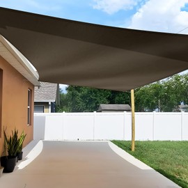 TANG 20'x20' Sun Shade Sail Rectangle Sunshade Canopy UV Block Shade Cloth Pergola Cover for Outdoor Patio Garden Gazebo Deck, Brown