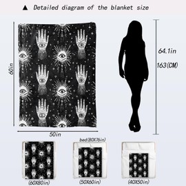 ainori Gothic Eye Flannel Blanket - Horror Palmistry Black Goth Evil Throw,Gifts for Kids Teens & Spiritual Lovers,Ultra Soft & Warm,Lightweight, for Couch Bedroom Living Room Decor & Travel 50x60in