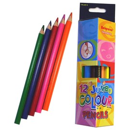 Belgrave, Coloured Pencils, Jumbo Size, Triangular Shape, 3mm Leads, Pack Of 12 Assorted Colours, Safe for Kids' Use
