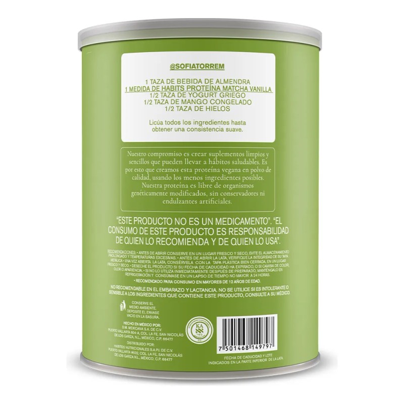 Proteína Vegana Habits Matcha-Vanilla 488g