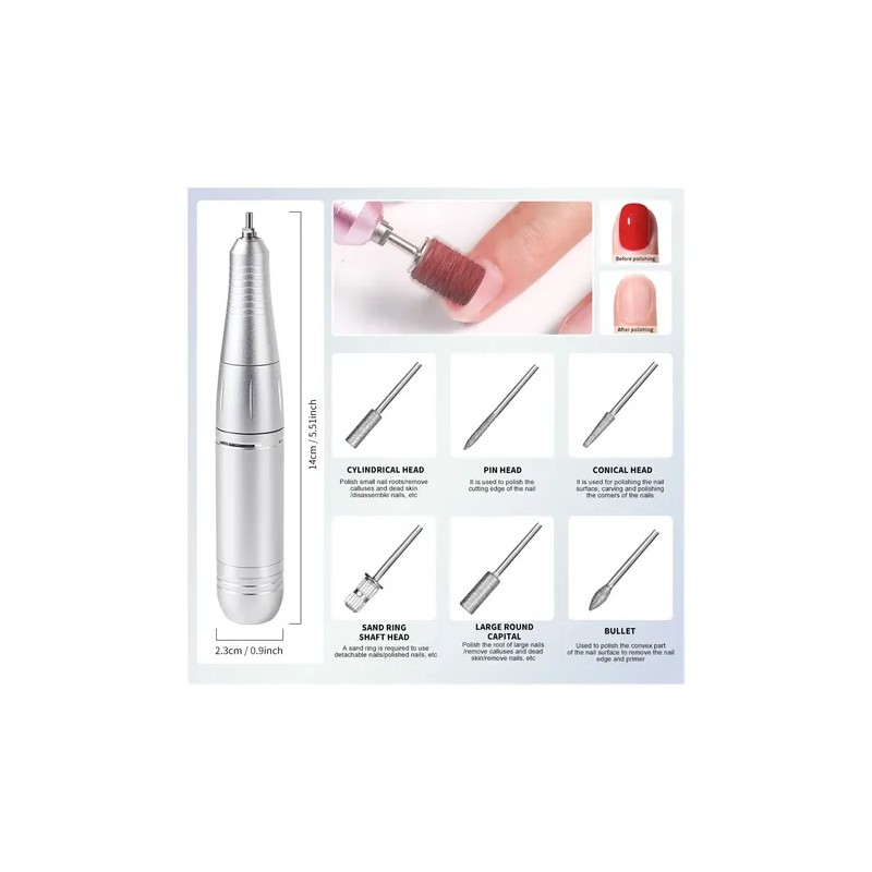 Taladro Portátil Profesional Para Esmalte De Uñas, 45000 Rpm