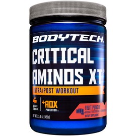 BODYTECH Critical Aminos XT - Intra/Post Workout Amino Acid Formula - Supports Recovery, Endurance & Performance - Fruit Punch (15.9 oz, 45 Servings)