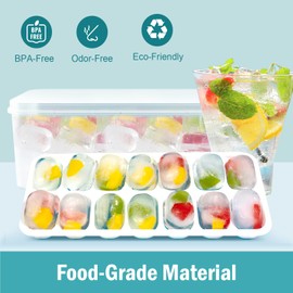Ice Cube Trays for Freezer Ice tray - Easy to Release Silicone Ice Trays with Spill-Resistant Lids, Reusable Ice Cubes,Stackable and BPA-Free, Perfect for Cocktails,Drinks, and Iced Coffee