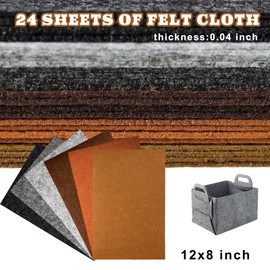 24 Pcs Felt Sheets for Crafts Felt Fabric Sheets, 8 Inch X 12 Inch Soft Brown Gray Craft Felt 1mm Thick A4 Stiff Felt Sheets for Patchwork (Brown Series)