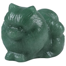 mookaitedecor Green Aventurine Crystal Cat Ornament Green Cat Figurine Cat Gifts for Cat Lovers, Carved Healing Crystal Animal Cute Cat Statue Kitten Room Decor 50-55mm Cat Themed Gifts for Women Men