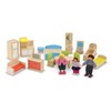 Melissa & Doug Wooden Hi-Rise Dollhouse with 15 Furniture Pieces,