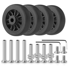 Domiella 4pcs Luggage Replacement Wheels OD 55mm, Suitcase Swivel Repair Caster Wheels, Smooth Rubber Trolley Wheel Kit for Travel, DLC8