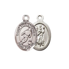 Small Sized Men's Pewter Saint St. Christopher Soccer Medal Pendant on 24 Inch Endless Rhodium Plated Heavy Curb Brass Chain, Catholic Religious Necklace - Made in USA- Deluxe Velvet Gift Box