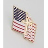 American Flag with Cross Pin. The Gold Christian Cross Outline