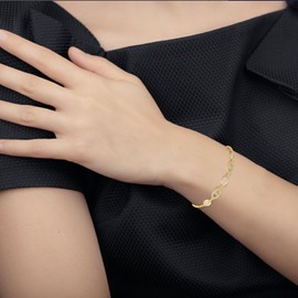 meosked Dainty 14k Gold/Silver Plated Chain Link Bracelets for Women (Gold)