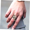 GRIRIW Open Ring Adjustable Turquoise Jewelry for Women Retro Blue