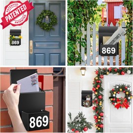 Wall-Mount Mailbox with Flag, Mailboxes for Outside House with Planter & 3 Sets of 0-9 Mailbox Number Stickers & 2Nylon Zip Ties & View Window, Galvanized Steel Rust-Proof Post Box Metal Mail Box