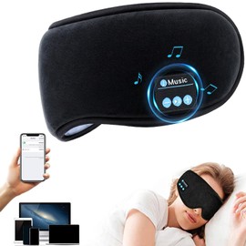 Antifaz para Dormir con Audifonos para Hombres y Mujeres,Mascara Bluetooth 5.0,Aliviar la Tensión Ocular,Ajustable,Lavable,Transpirable,100% Bloqueo de Luz,Suave,para Meditación,Yoga,Viajar,Oficina