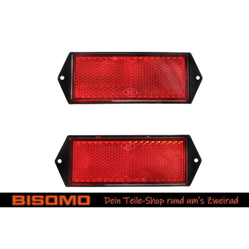 BISOMO 2 x Reflector, Rear Reflector, Side Reflector, Rectangular, Red,