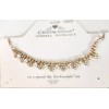 Crystal Avenue Pearl Rhinestone 16" Necklace Gold Tone Fringe Lace
