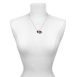 Delight Jewelry Silvertone Striped Red Enamel Heart with Beaded Decoration Script Class of 2025 Dome Charm Necklace, 18"