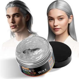 Silver Temporary Hair Color Wax Natural Hair Color Wax for Cosplay, Masquerade & Festivals Party – Easy Wash-Out Styling Pomade with Instant Results and Long-Lasting Hold