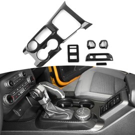 RT-TCZ Carbon Fiber Gear Shift Panel Trim Cover for Ford Bronco 4-Door 2021 Up - Black Carbon Fiber Grain Interior Accessories 6pcs (Not for Bronco Sport)