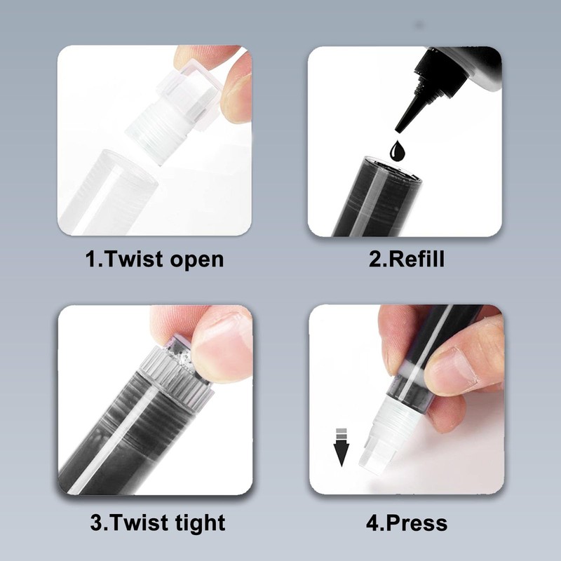 FULIBAO 10 Pack Refillable Paint Markers 9mm Chisel Tips Empty