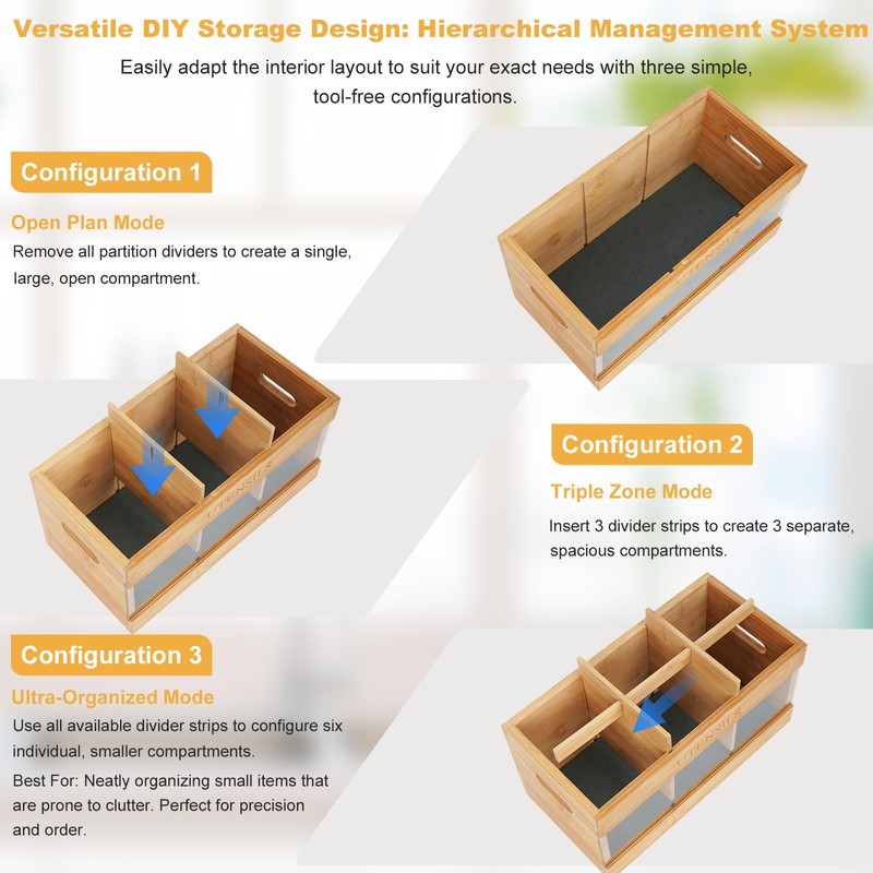 yazi Extra Large Bamboo Utensil Holder for Kitchen Counter -