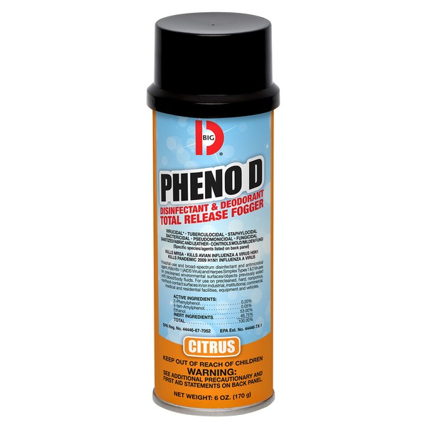 Big D 337 Pheno D + Disinfectant & Deodorant no Fogger as per EPA Citrus Fragrance, 16.5 oz (Pack of 12) - Kills harmful viruses, bacteria, fungi, mold, mildew - Ideal for schools, gyms, healthcare facilities