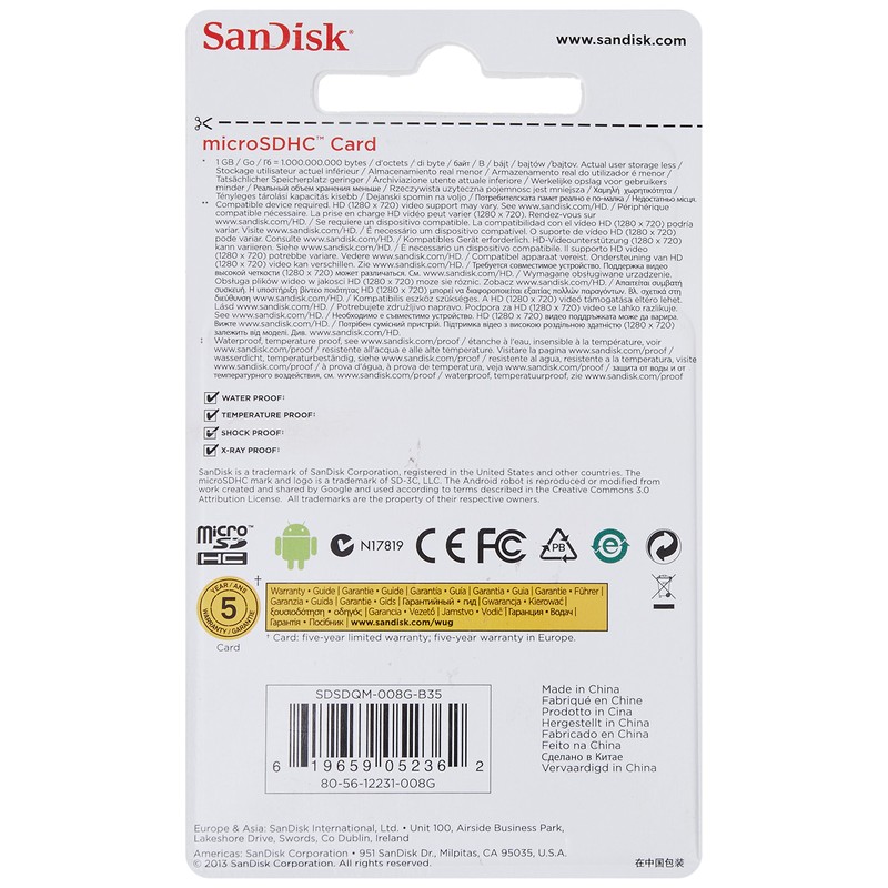 SanDisk 8 GB MicroSDHC Memory Card Only (Label May Change)