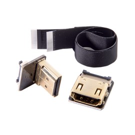 Cablecc CYFPV Down Angled 90 Degree HDMI Male to Female FPC Flat Cable for HDTV Multicopter Aerial Photography 50CM