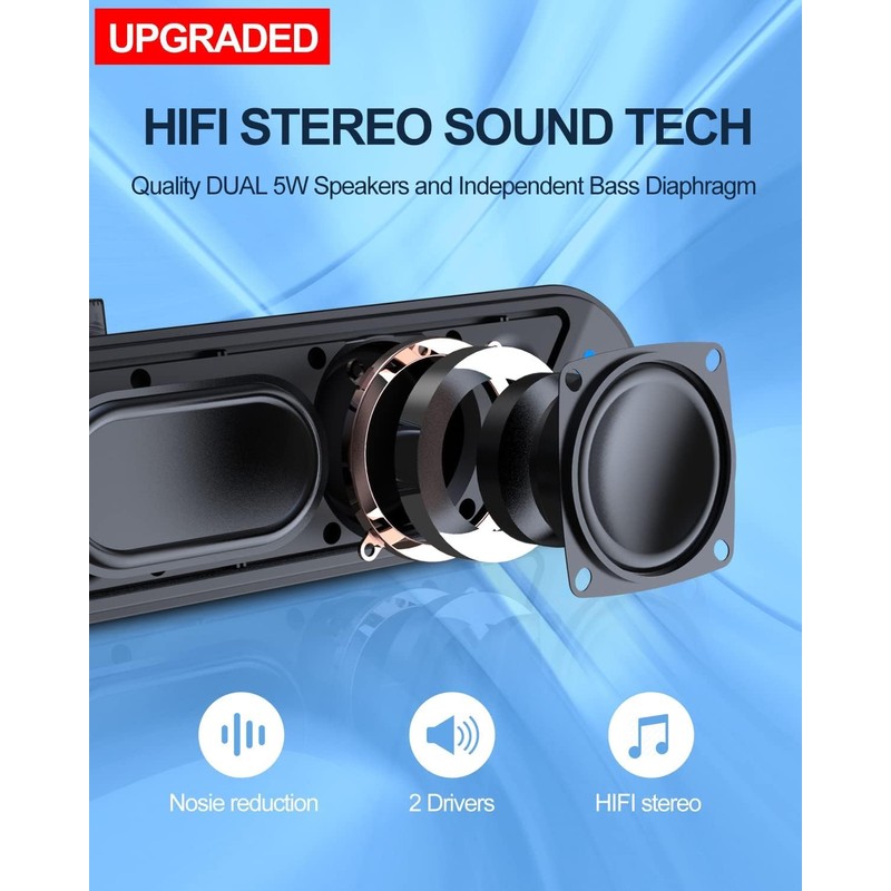 LENRUE Computer Speakers,Wired USB-Powered PC Speakers with 10W Clear Sound,Gaming