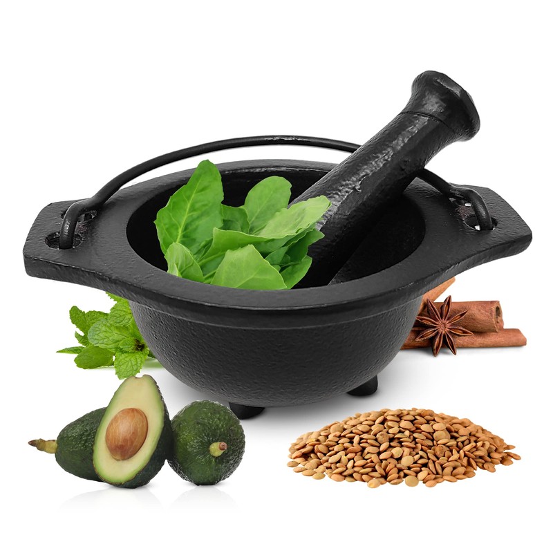 Cast Iron Cauldron Mortar and Pestle Set (MP3-Cauldron Mortar &