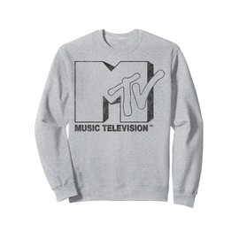 MTV Distressed Vintage Black and White Logo Sweatshirt Sweatshirt