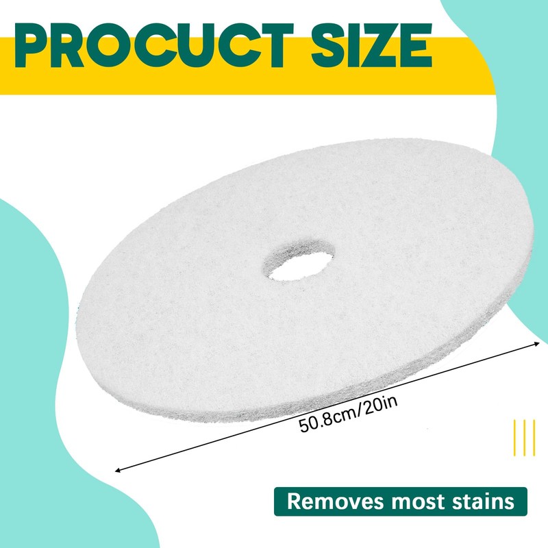 Teenyyou 20" White Scrubbing Pads Commercial Cleaning Orbiter Pads-Maintenance Non