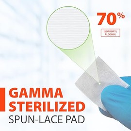 Easy Touch Almohadillas de preparación de alcohol esterilizadas con gamma, caja de 400 | Gamma esterilizado, 70% alcohol isopropílico, material Spunla
