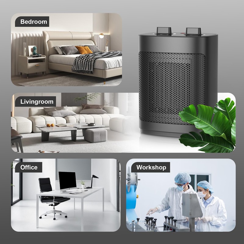Space Heater 1500W Personal Heater with 2 Heat Settings PTC