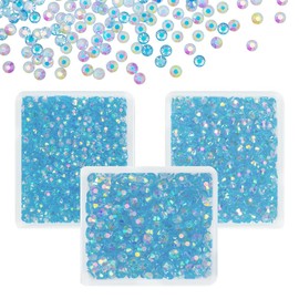 qiipii Light Blue AB Resin Rhinestones for Bedazzling Crafting 3mm 4mm 5mm Baby Blue Flatback Jelly Stones SS10 SS16 SS20 Diamonds Gems Charms for Nails Face Eyes Makeup Tumblers Bottles Crafts Shoes