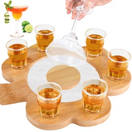 Tequila Shot Board Set Wooden Shot Glass Serving Tray with Salt Rim Shot Glass Holder Tequila Gifts for Housewarming,Liquor, Parties,Bar,Restaurant