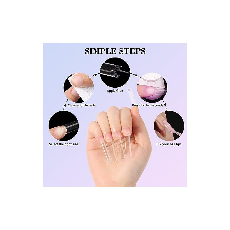 LIONVISON 500 Puntas de Uñas Sin Curva C, Puntas de