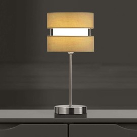 K LIVING Chrome Table Lamp with Layer Fabric Shade Yellow Ochre