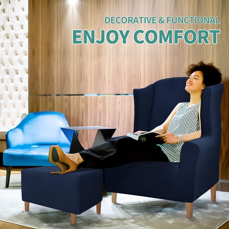YEMYHOM Ottoman Cover Latest Jacquard Design High Stretch Folding Storage