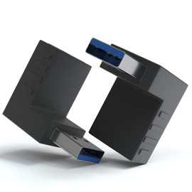 JAMEGA - USB 3.0 Angle Adapter 90° Angle Adapter | USB A Male to USB A Female USB Angle Plug Coupling Compatible with All USB Cables