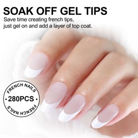 Beautilux French Tip Press on Nails 280 Pcs 14 Sizes Oval Medium Press On Acrylic Nail Tips Soak Off Full Cover False Nail (FJP280-OM-03)