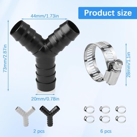 2 Sets Y Type Splitter, for Washing Machines's and Dishwashers's Connection Accessory to Waste Pipe Connector,The Attachment Includes 3 Hose Clamps (Black+Gray)