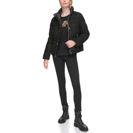 Karl Lagerfeld Paris Women's Fancy Occasional Sparkle Puffer, Black