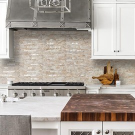 AULIGET 20 Sheets Faux Stone Peel and Stick Backsplash, Sandstone with Metal Gold PVC Wall Tiles Stick on Backsplash for Kitchen