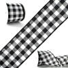 MTCELL Black and White Buffalo Plaid Wired Ribbon - 2.5