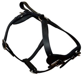 Redline K9 Padded Leather Quick Release Dog Protection and Tracking Harness (Medium) Black