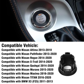 OWITAT Compatible with 2013-2018 Nissan Altima Start-Stop Switch Button Ring Replacement for 28590-3JA0A, Pathfinder 2013-2020 Engine Ignition Start-Stop Switch Button Ring for Maxima Titan Rogue