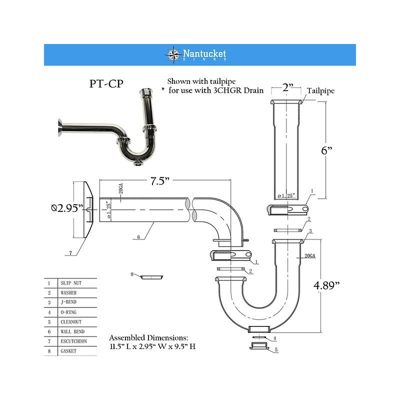 Nantucket Sinks P Trap – 1 1/4 P Trap Bathroom
