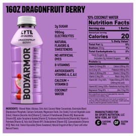 Drink Low-Calorie Sports Beverage, Dragonfruit Berry, Coconut Water Hydration, Natural Flavors With Vitamins, Potassium-Packed Electrolytes, Perfect For Athletes, 16 Fl Oz (Pack of 12)