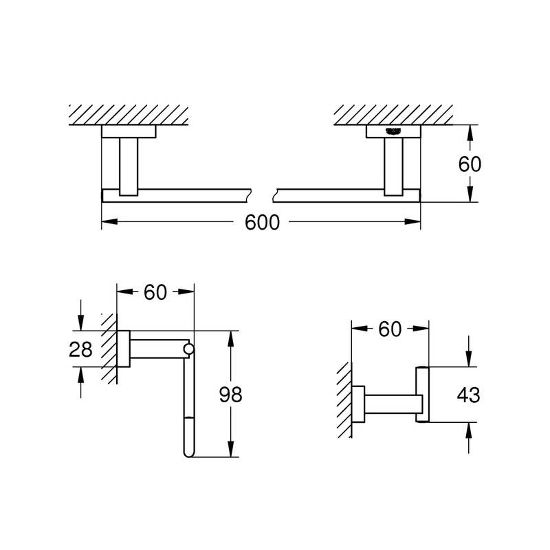 Grohe Essentials Cube 3-in-1 Bathroom Accessory Set, Polished Chrome